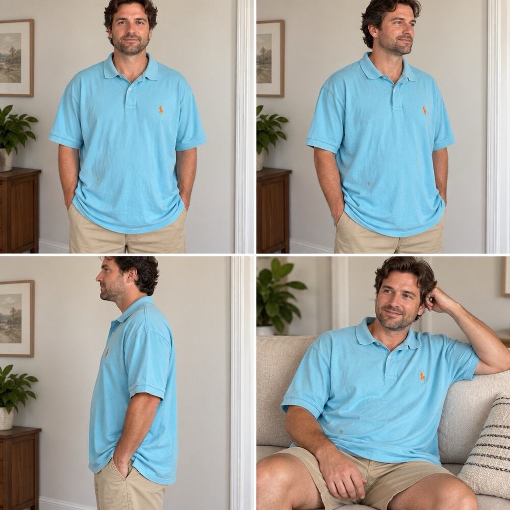 Vintage Polo Ralph Lauren Men’s XXL Blue Polo Shirt Made in Hong Kong 90s
